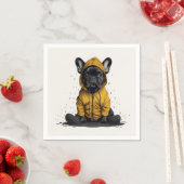 Schattigee Franse buldog met regenjas Servet (Insitu)