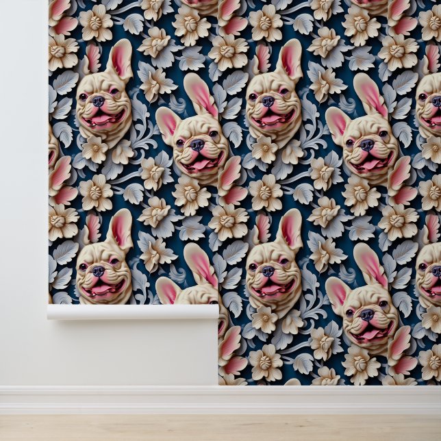 Schattigee Franse Bull Dog Puppies Behang (Applicatie)