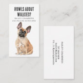 Schattigee Franse Bull Dog Waterverf Dog Walker Visitekaartje (Voorkant / Achterkant)