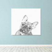 Schattigee Franse Bulldog 12"x 12"verpakte canvasd Canvas Afdruk (Insitu (Houten vloer))