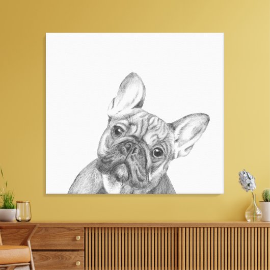 Schattigee Franse Bulldog 12"x 12"verpakte canvasd Canvas Afdruk (Insitu (Woonkamer))