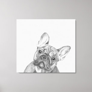 Schattigee Franse Bulldog 12"x 12"verpakte canvasd Canvas Afdruk