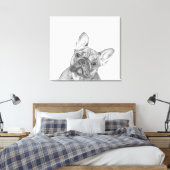 Schattigee Franse Bulldog 12"x 12"verpakte canvasd Canvas Afdruk (Insitu (Slaapkamer))