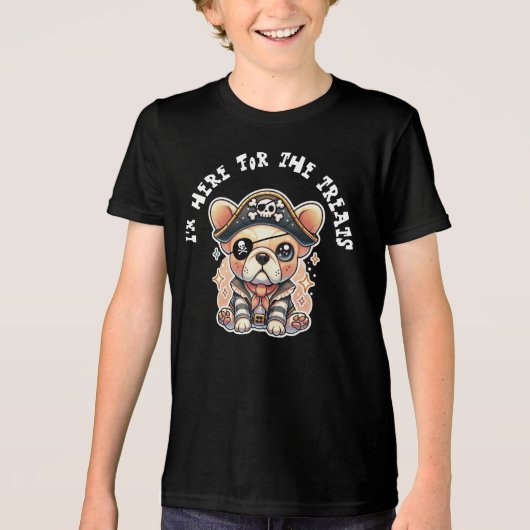 Schattigee Franse Bulldog als een piraat, grappige Tri-Blend Shirt (Voorkant)