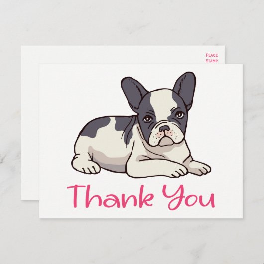 Schattigee Franse Bulldog Bedankt Frenchie Puppy D Briefkaart (Voorkant / Achterkant)