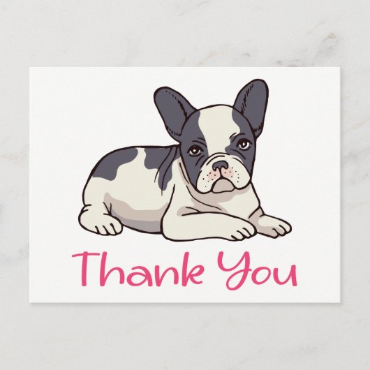 Schattigee Franse Bulldog Bedankt Frenchie Puppy D Briefkaart (Voorkant)