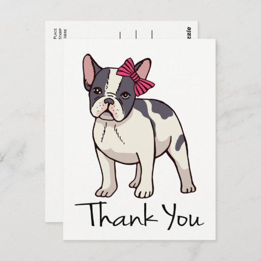Schattigee Franse Bulldog Bedankt Frenchie Puppy D Briefkaart (Voorkant / Achterkant)
