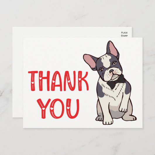 Schattigee Franse Bulldog Bedankt Frenchie Puppy D Briefkaart (Voorkant / Achterkant)