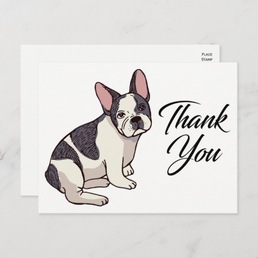 Schattigee Franse Bulldog Bedankt Frenchie Puppy D Briefkaart (Voorkant / Achterkant)