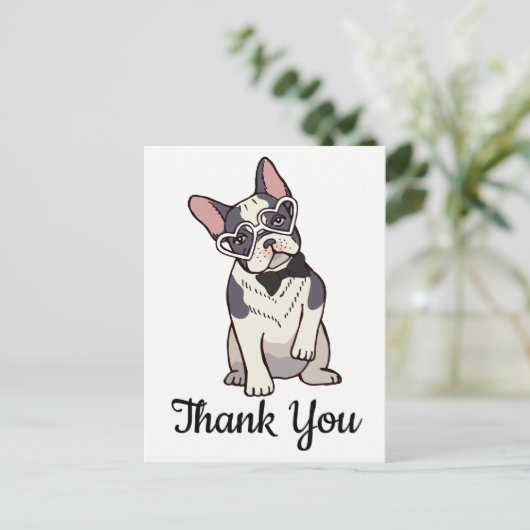 Schattigee Franse Bulldog Bedankt Frenchie Puppy D Briefkaart (Staand voorkant)