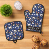 Schattigee Franse Bulldog Best Mom Pattern Ovenwant & Pannenlap Set (Top down)