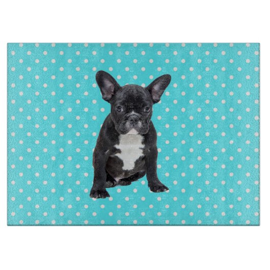 Schattigee Franse Bulldog Blue Polka stippen snijp Snijplank (Voorkant)
