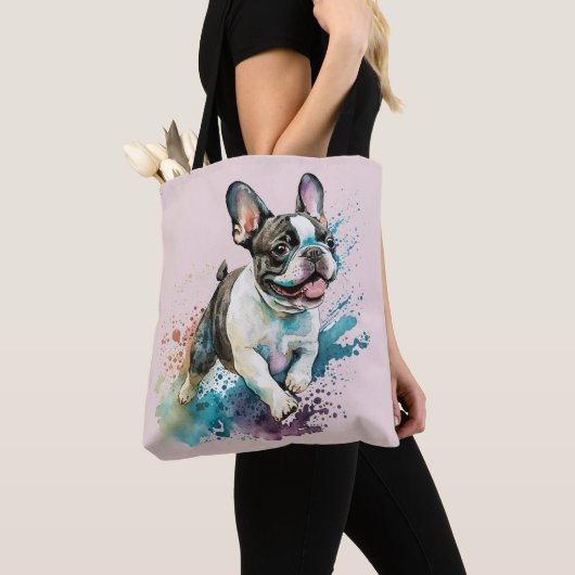 Schattigee Franse Bulldog Blush Tote Bag (Dichtbij)