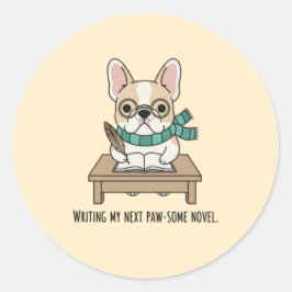 Schattigee Franse Bulldog Bril Schrijven Doodle Ar Ronde Sticker