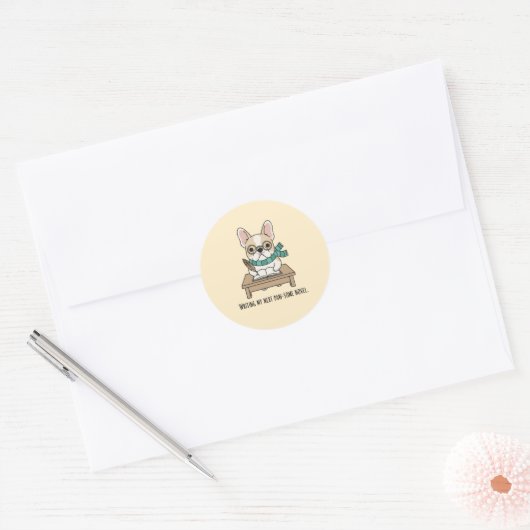 Schattigee Franse Bulldog Bril Schrijven Doodle Ar Ronde Sticker (Envelop)