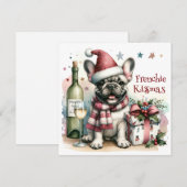 Schattigee Franse Bulldog Christmas Frenchie Funny Feestdagenkaart (Voorkant / Achterkant)