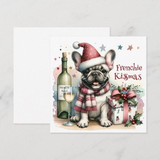 Schattigee Franse Bulldog Christmas Frenchie Funny Feestdagenkaart (Voorkant / Achterkant)
