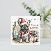 Schattigee Franse Bulldog Christmas Frenchie Funny Feestdagenkaart (Staand voorkant)