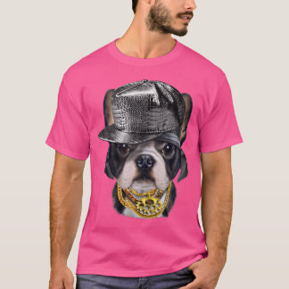Schattigee Franse Bulldog Dragen Hip Hop Rapper Pe T-shirt