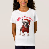 Schattigee Franse Bulldog en Santa Hat T-shirt (Voorkant)
