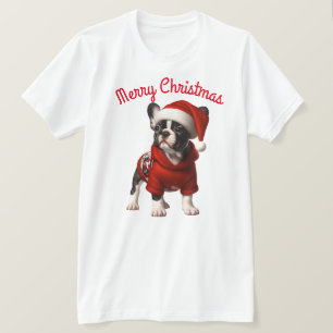Schattigee Franse Bulldog en Santa Hat T-shirt