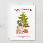 Schattigee Franse Bulldog Familie Kerst Feestdagenkaart (Voorkant)