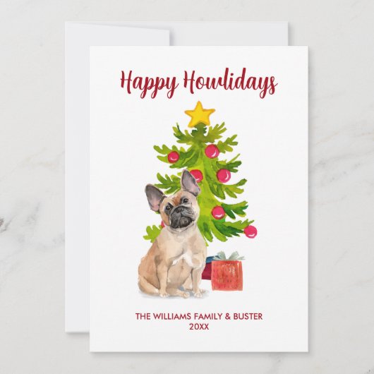 Schattigee Franse Bulldog Familie Kerst Feestdagenkaart (Voorkant)
