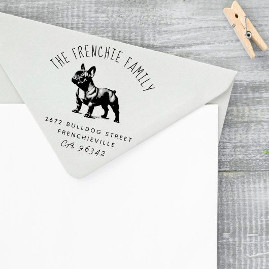 Schattigee Franse Bulldog Familienaam Retouradres Rubberstempel