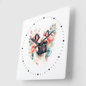 Schattigee Franse Bulldog Flowers Vierkante Klok (Hoek)