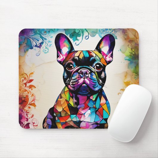 Schattigee Franse Bulldog "Frenchie" Kleurrijke Mo Muismat (Met muis)