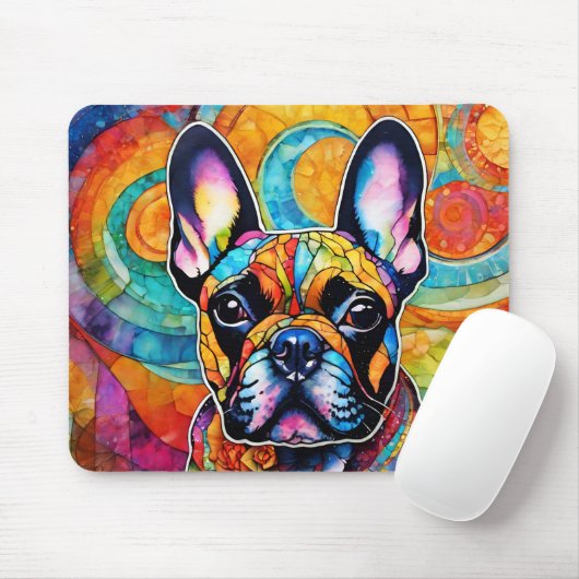 Schattigee Franse Bulldog "Frenchie" Kleurrijke Mo Muismat (Met muis)