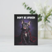 Schattigee Franse Bulldog Frenchie Vampire Hallowe Feestdagenkaart (Staand voorkant)