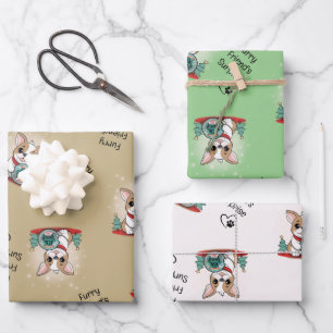 Schattigee Franse Bulldog Funny Happy New Year Inpakpapier Vel