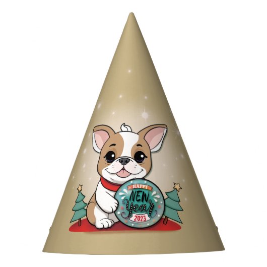 Schattigee Franse Bulldog Funny Oudejaarsavond Fee Feesthoedjes (Voorkant)