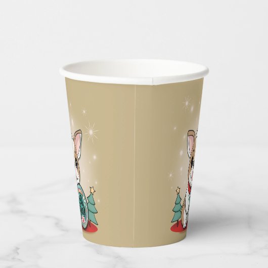 Schattigee Franse Bulldog Funny Oudejaarsavond Fee Papieren Bekers (Rechts)