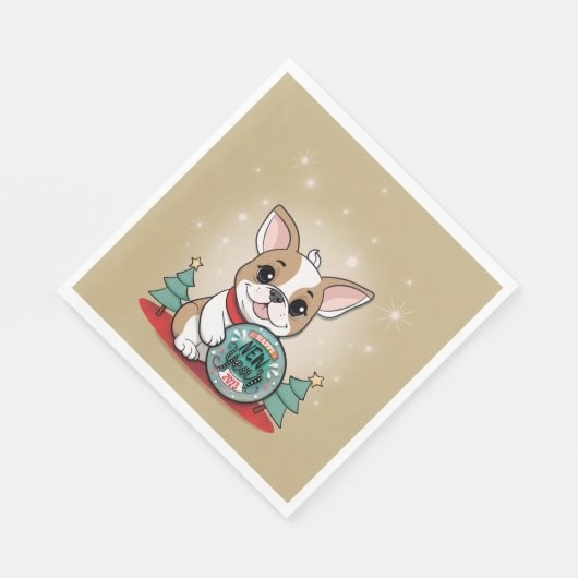 Schattigee Franse Bulldog Funny Oudejaarsavond Fee Servet (Hoek)