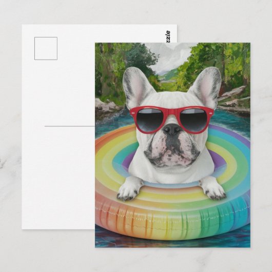 Schattigee Franse Bulldog geniet van een Float Tri Briefkaart (Voorkant / Achterkant)