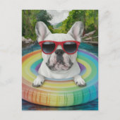 Schattigee Franse Bulldog geniet van een Float Tri Briefkaart (Voorkant)