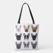 Schattigee Franse Bulldog gezichten | Frans patroo Tote Bag (Achterkant)
