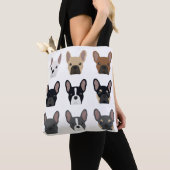 Schattigee Franse Bulldog gezichten | Frans patroo Tote Bag (Dichtbij)