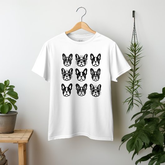 Schattigee Franse Bulldog Gezichten T-shirt voor H