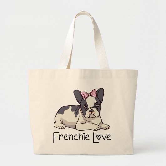 Schattigee Franse Bulldog Gift Puppy Dog Frenchie Grote Tote Bag (Voorkant)
