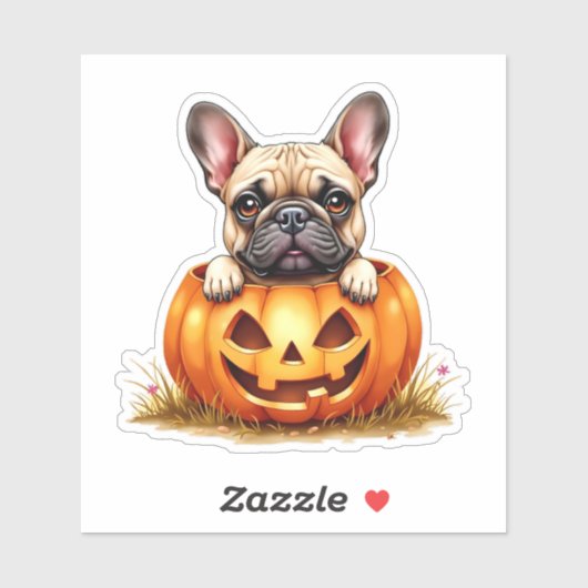 Schattigee Franse Bulldog Halloween Jack O' Lanter Sticker (Vel)
