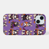 Schattigee Franse Bulldog Halloweenpatroon iPhone 15 Case (Achterkant horizontaal)