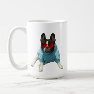 Schattigee Franse Bulldog Hearts Blauw Rood Mok
