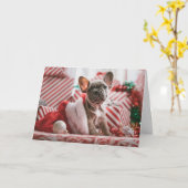 Schattigee Franse Bulldog Hondenliefhebber Kerst K Kaart (Gele Bloem)