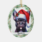 Schattigee Franse Bulldog Kerst Gepersonaliseerde  Keramisch Ornament (Rechts)
