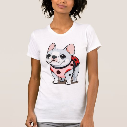 Schattigee Franse Bulldog Ladybug T-shirt (Voorkant)