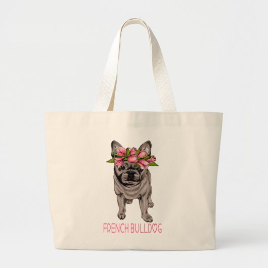 Schattigee Franse Bulldog Lover Gift Grappige Fren Grote Tote Bag (Voorkant)