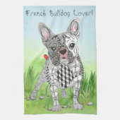 Schattigee Franse Bulldog Lover keukenhanddoek (Verticaal)